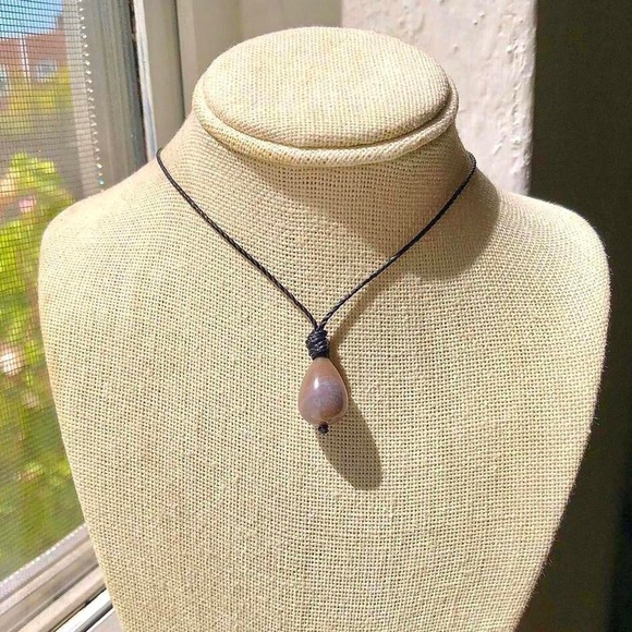 Handmade Jewelry - Dainty Cloudy Burgundy Indian Agate Teardrop Pendant Necklace/Choker